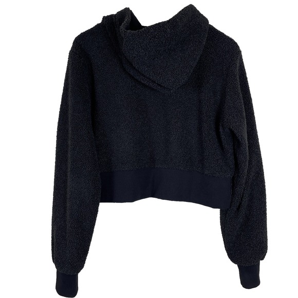 GYMSHARK Woman's Cropped Hoodie Size S Black Pullover Hoodie Borg Athleisure - Picture 7 of 9